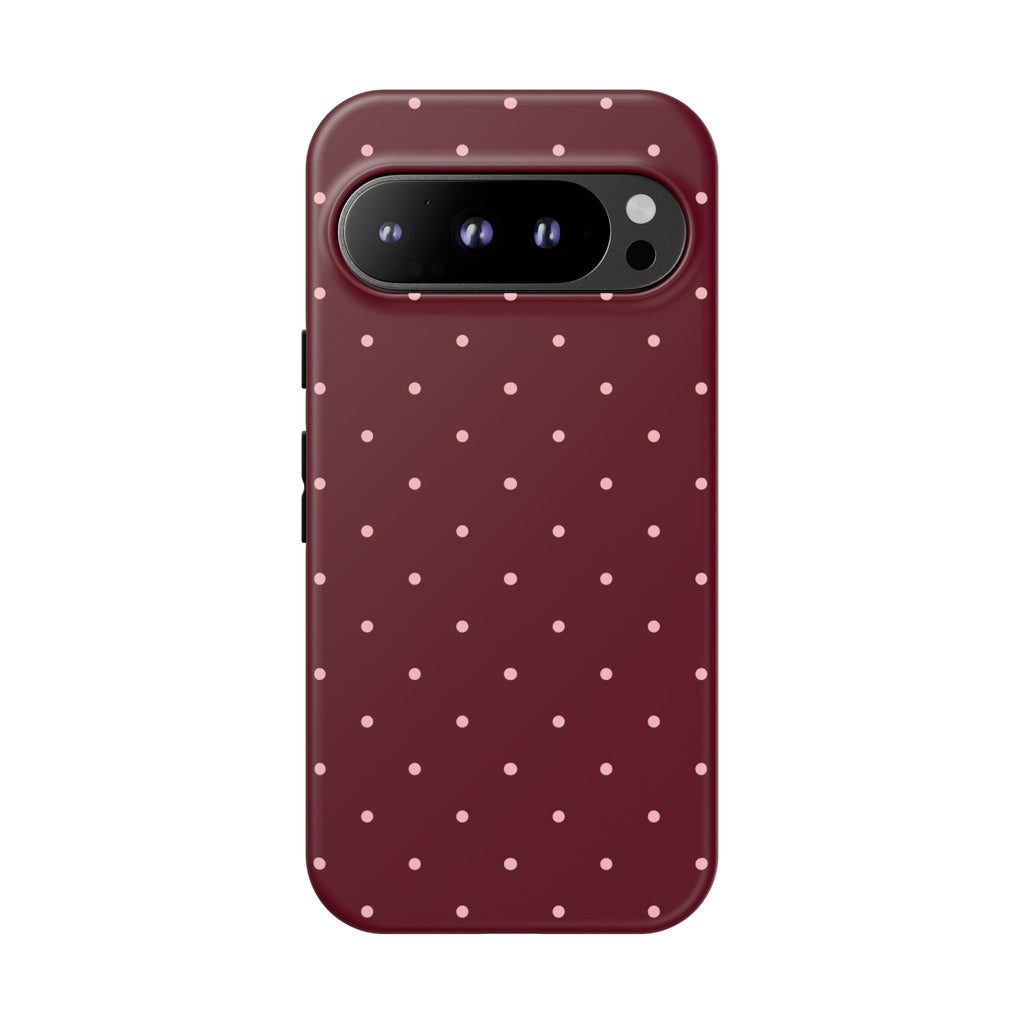 Burgundy Red & Pink Polka Dot Phone Case