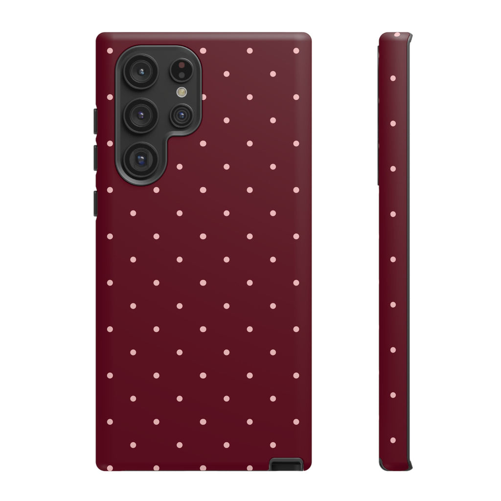 Burgundy Red & Pink Polka Dot Phone Case